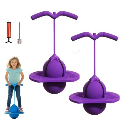 Balance Jumping Ball Childrens with Stable Handle, Indoor Bouncing Board Training Toy for Kids & Adults, High Bounce Exercise Hopper for Balance Training and Fun Play (2*Purple)
