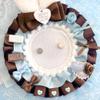 Bunny Chocolate Ruffled Rosette Chocolate Milk Rabbit Ears Pain Rosette for Can Badge with Magnet Presentation Goods, Blue view 4