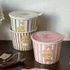 Cartoon bear cute instant noodle bucket home storage ceramic bowl soup bowl-purple view 3