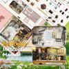 3D Wooden Miniature DIY Dollhouse Kit with Furniture, Box Theater Set with LED Lights, Romantic Valentine's Day Gift, Includes Tool Set and Cat Dolls (Roaming in Paris) view 3