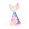 Abaodam Mermaid Tail Birthday Hat, Rainbow Gradient Sequin Crown Cap, Party Headwear for 3-year-old, Glitter Decorative Birthday Supplies view 1