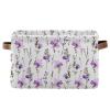 CWUPZAY Purple Flowers Storage Basket Canvas Fabric Collapsible Storage Bins Box Organizer Waterproof for Home Bedrooms 1 Pack view 1