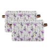 CWUPZAY Purple Flowers Storage Basket Canvas Fabric Collapsible Storage Bins Box Organizer Waterproof for Home Bedrooms 1 Pack view 2