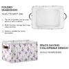 CWUPZAY Purple Flowers Storage Basket Canvas Fabric Collapsible Storage Bins Box Organizer Waterproof for Home Bedrooms 1 Pack view 3