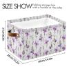 CWUPZAY Purple Flowers Storage Basket Canvas Fabric Collapsible Storage Bins Box Organizer Waterproof for Home Bedrooms 1 Pack view 4