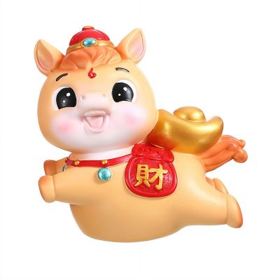 2026 Horse Year Lucky Money Decorative Jar, Chinese Horse Year Resin Money Bank Traditional Chinese Decoration Savings Jar,for Home Office Decorations Cultural Resin Storage Jars