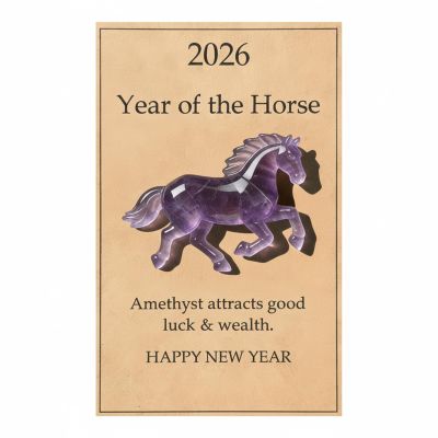 2026 Year of The Horse Lucky Resin Figurine - Clear Green Aventurine Horse Statue, Feng Shui Strength & New Beginnings Decor, Desktop Ornament Gift with Card for Family Friends (Purple)