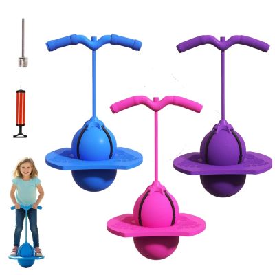 Balance Jumping Ball Childrens with Stable Handle, Indoor Bouncing Board Training Toy for Kids & Adults, High Bounce Exercise Hopper for Balance Training and Fun Play (Blue+Pink+Purple)