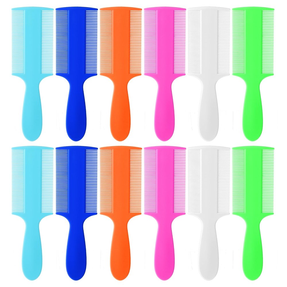 12Pcs Double Sided Dandruff Comb Fine Teeth Pet Comb Plastic Flea Lice Combs with Handle For Adult and Pet To Keep Skin Healthy and Hair Soft (Multi-Colors)