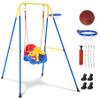 4 in 1 Toddler Swing Set Outdoor with Basketball Hoop, Multi-Functional Kids Swing Sets for Backyard, Indoor Baby Swing for Aged 6-72 Months view 1
