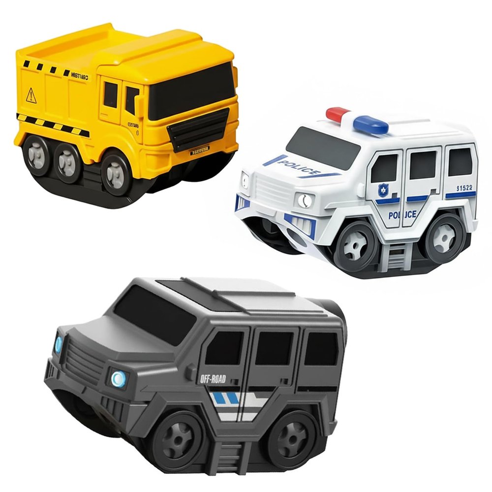 3 Pack Replacement Electric Magnetic Train Cars, Type C Rechargeable Toy Trains for Magnetic Electric Train Set Tracks, Trains for Flexible Race Tracks, Tracks & Cable Not Included