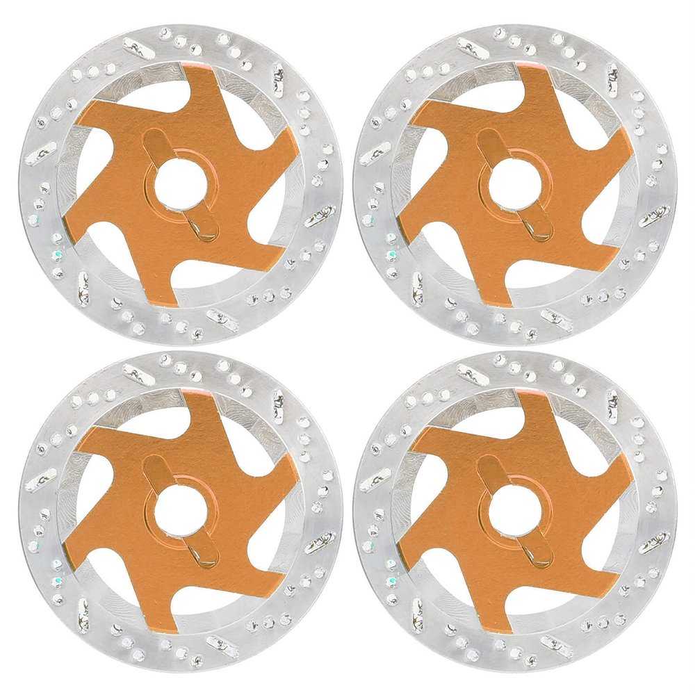 4PCS Universal Aluminum Alloy RC Car Brake Disc Metal Hex Adapter, 1/10 Remote Control Car Accessory, CNC Machined Lightweight Durable Brake Disc with Anodized Surface for RC Sport (Gold)