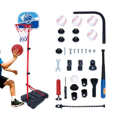 Adjustable Basketball Hoop, 4-in-1 Indoor Game Set, 69.3 Inches PP Steel with Build, Kids Basketball Set, Playroom Hoop with Fun Design, Sports Equipment for Boys Girls