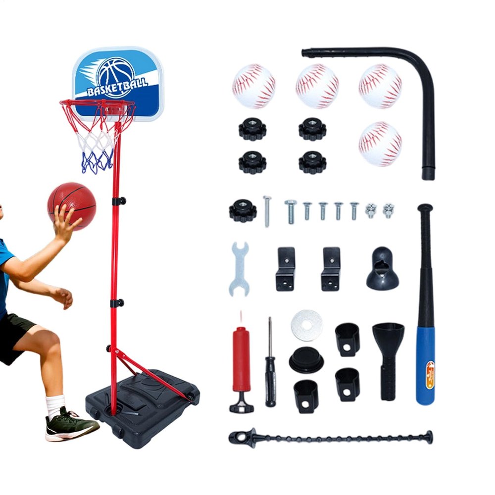 Adjustable Basketball Hoop, 4-in-1 Indoor Game Set, 69.3 Inches PP Steel with Build, Kids Basketball Set, Playroom Hoop with Fun Design, Sports Equipment for Boys Girls