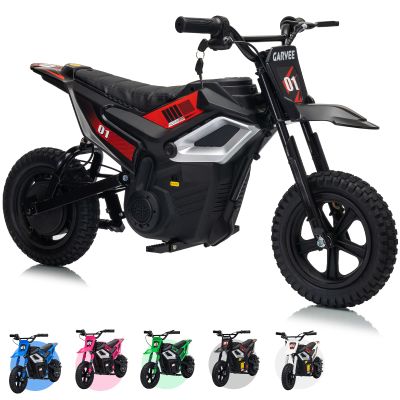24V Kids Electric Dirt Bike, 350w Motorcycle with 10 MPH Max Speed & 12-Mile Range,Rear Wheel Suspension, Twist Grip Throttle, Rubber Tires