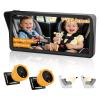 Baby Car Camera for 2 Kids, 7.1" Ultrawide Split Screen, 1080P Dual Carseat Cameras with Auto IR Night Vision/150 Wide View/360 Rotatation, USB Power for Car, SUV, RV/Babies,Pets view 1