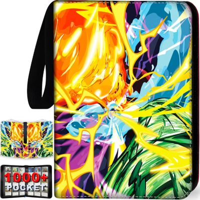1008 Card Binder 9 Pocket, 3-Ring Trading Card Binder with 56 Page Removable Sleeves, High Storage Waterproof Trading Card Holder Collection Card Album Carrying Organizer Case for TCG Cards