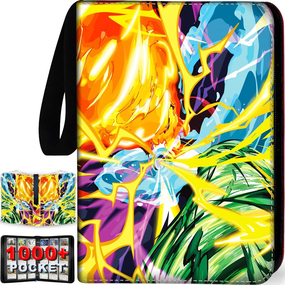1008 Card Binder 9 Pocket, 3-Ring Trading Card Binder with 56 Page Removable Sleeves, High Storage Waterproof Trading Card Holder Collection Card Album Carrying Organizer Case for TCG Cards