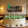 Soccer Happy Birthday Cake Topper Glitter Soccer Ball Sports Theme Birthday Cake Pick for Theme Baby Shower Birthday Party Cake Decorations Supplies view 2