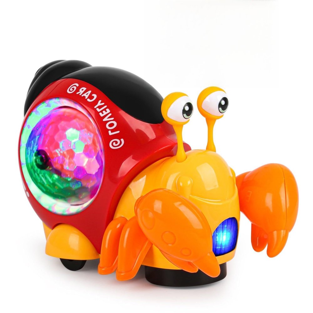 AUTOKAKUM Crawling Toys, Toddler Electric Crab Toy, LED Lights & Music Interactive Baby Toy, Infant Tummy Time Crab Toys for Christmas Birthday Gifts