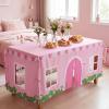 Oudain 10ft x 7.5ft Large Pink Playhouse Tablecloth for Kid Farmhouse Table Fort Cover Table Cloth House Tent Playhouse for Dining Room Birthday Indoor Outdoor Party Playground view 4