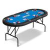 LALFPET 8-Player Collapsible Poker Table  72" Oval Casino Card Table for Texas Hold'em & Blackjack, Padded Rail, Cup Holders, Collapsible Legs, Storage Bag  Black Edge + Blue view 1