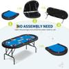 LALFPET 8-Player Collapsible Poker Table  72" Oval Casino Card Table for Texas Hold'em & Blackjack, Padded Rail, Cup Holders, Collapsible Legs, Storage Bag  Black Edge + Blue view 4