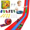 16ft Flex Track, Flexible Race Track for Kids 3-5 Year Old with 4 Pull-Back Cars, Portable Roll Up Racing Car Tracks for Toddlers, Birthday Gifts for Boys Girls (3 Lane - Blue & Red) view 1
