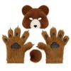 3Pcs Halloween Fluffy Bear Mask Paws and Tail Set,Realistic Furry Bear Mask Therian Gear for Animal Role-Play Party (Brown) view 1