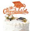 Congratulations 2026 Graduation Cake Topper Orange Glittery Class of 2026 Cake Topper Congrats Grad Party Cake Decor for 2026 Senior High School College Grad Party Supplies Decorations view 1