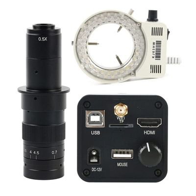 Microscope Accessories Kit 1080P 48MP USB Industrial Video Microscope Camera C-Mount Soldering Microscope Slides(Led with 180x)