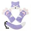 3Pcs Halloween Fluffy Fox Mask Paws and Tail Set,Realistic Furry Fox Mask Therian Gear for Animal Role-Play Party (Purple) view 1