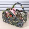 BBIQI Quilted Fabric Storage Basket Floral Baby Diaper Caddy Quilted Basket for Nursery Bedroom Car Storage view 3