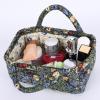 BBIQI Quilted Fabric Storage Basket Floral Baby Diaper Caddy Quilted Basket for Nursery Bedroom Car Storage view 4