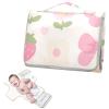 Reusable Diaper Changing Pads with Tissue Pocket Changing pad for Changing Table Infant Travel Station Kit Cute Cartoon Pink Strawberry Flowers view 2