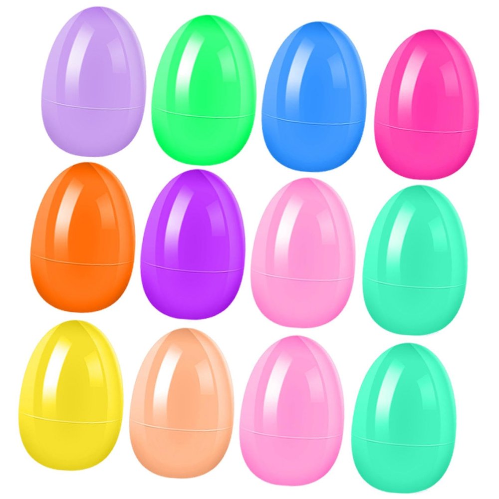 Tachiuwa 12 Pieces Fillable Easter Eggs Themed Party Favors 6cm Ornament Easter Basket Fillers for Group Activities Classroom Events, multicolor