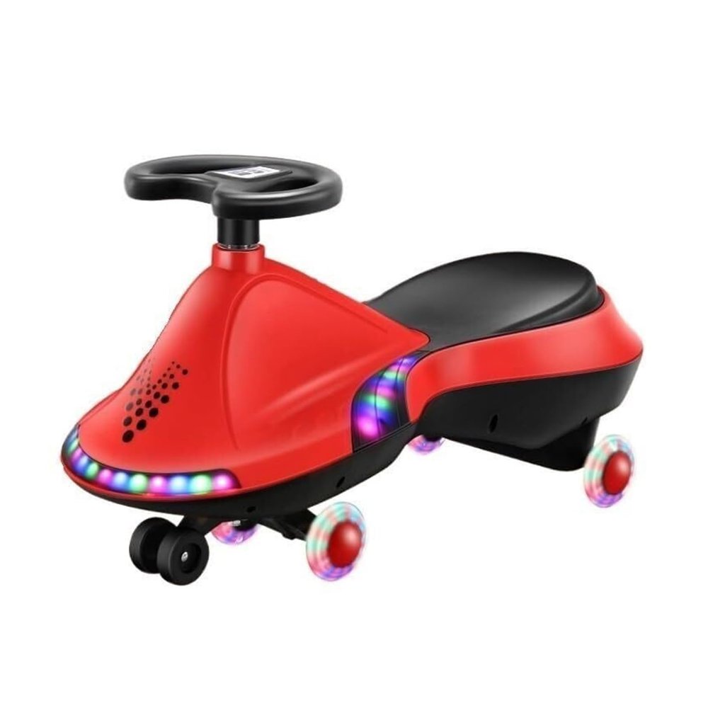 Bicycles Ride On Swing Wiggle Car with Flashing Wheels Anti-Rollover, Indoor and Outdoor Toy for Ages 3 and Up Bike(Rojo)