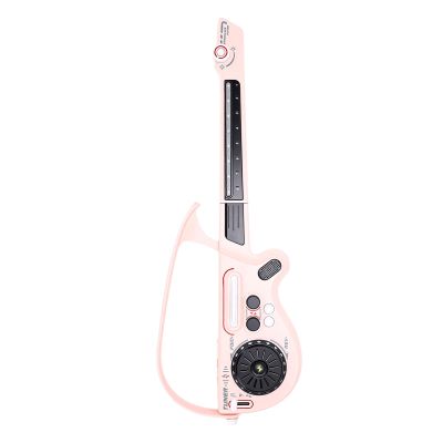 Diydeg Electric Guitar, Foldable Stringless Smart Guitar Toy with DJ Turntable LED Lights, Kids Music Beginner Kit, Christmas Thanksgiving for Children Above 3 (Pink)