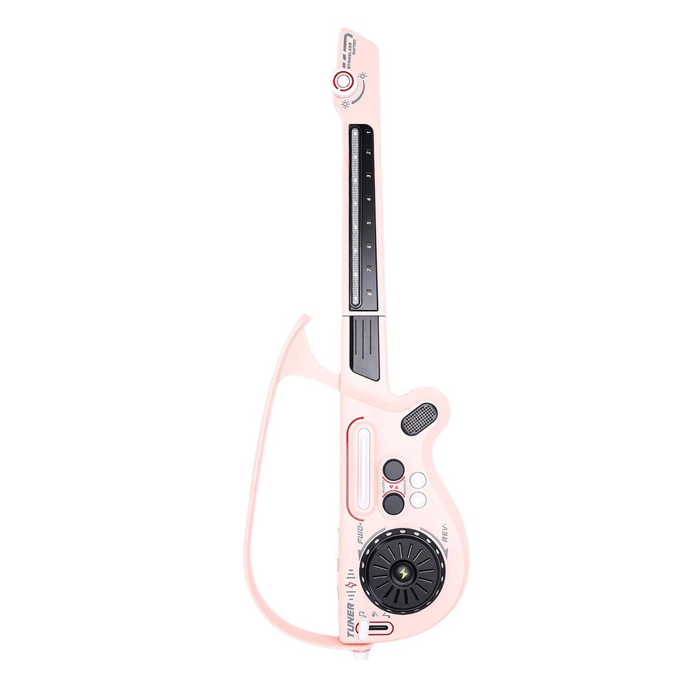 Diydeg Electric Guitar, Foldable Stringless Smart Guitar Toy with DJ Turntable LED Lights, Kids Music Beginner Kit, Christmas Thanksgiving for Children Above 3 (Pink)