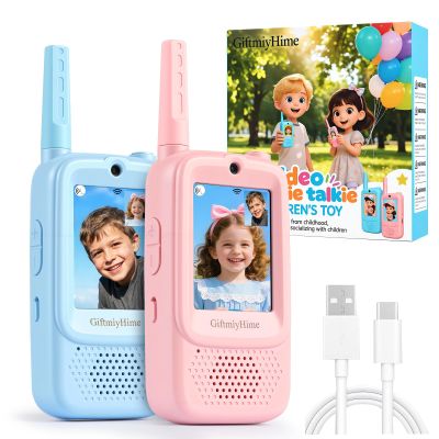 GiftmiyHime Video Walkie Talkies for Kids - Upgraded Handheld Rechargeable with Camera, Take Photos, Video Call & Voice Messages, Perfect for Outdoor Hiking,Camping,Travel (2 Pack)