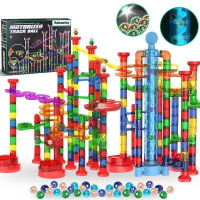 325PCS Glow in The Dark Marble Run with Motorized Elevator, STEM Building Blocks Toy Includes 113 Marbles, for Kids Ages 3+, Easter Birthday Gift for Boys and Girls