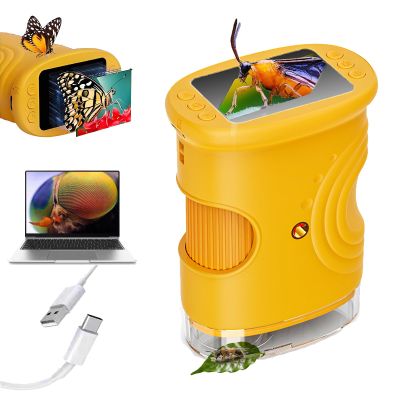 1000x Handheld Microscope for Kids, Dolcate PeekScope Microscope, 4K 2.0" Screen, Portable Mini Pocket Microscopes for Home School Lab, 2MP Camera, A Good Gift for Kids (Yellow)