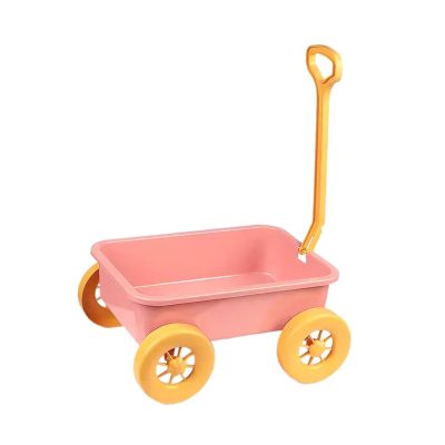 JISADER Wagon Toy Pretend Play Kids Outdoor Toy Vehicle Push Pull Cart Trolley Sand Game Educational Toy with Sturdy Material Suitable for Summer Beach Travel, Pink