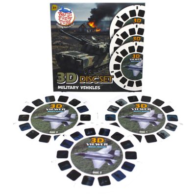 Military Vehicles Viewfinder Reels 3D Slides with 21 HD Images for Kids
