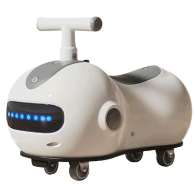 Bicycles Swing Car Ride On Toy Peanut Shape Wiggle Car Music Lights Anti-Rollover, for Indoor and Outdoor Play Bike(Grey)