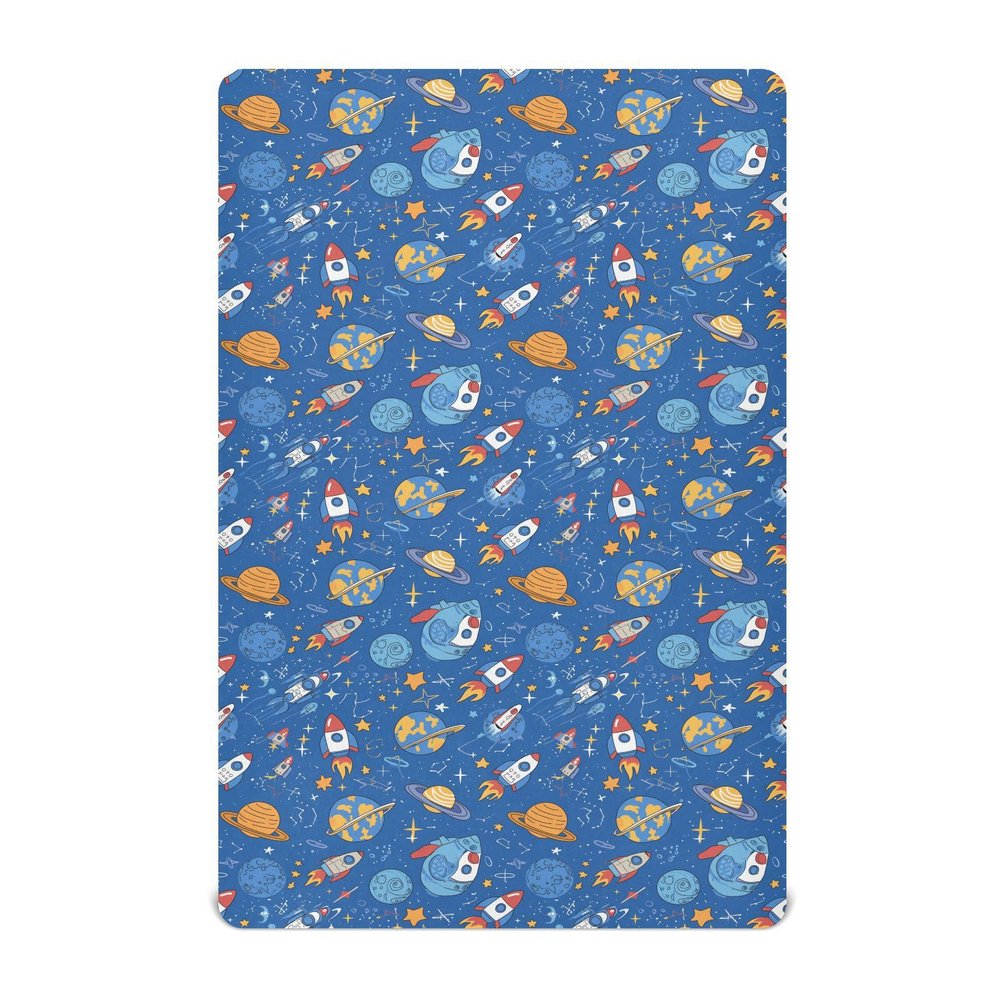 Baby Crib Sheet Cute Cartoon Space Crib Mattress for Boys and Girls Playard Sheet Soft Breathable Fitted Baby Mattress Cover 52x28in