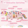 Olakids Sensory Wall, 11 in 1 Wooden Montessori Busy Board Panel Toddler Wall Mounted Activity Center Educational Toys Learning Gift for Boys Girls (Cherry Unicorn) view 3