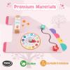 Olakids Sensory Wall, 11 in 1 Wooden Montessori Busy Board Panel Toddler Wall Mounted Activity Center Educational Toys Learning Gift for Boys Girls (Cherry Unicorn) view 4