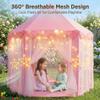 Orian Princess Tent for Girls Kids Play Tent Indoor & Outdoor with Big LED Star Lights, Pink Toddler Castle Playhouse for Ages 27, 55 x 53, Childrens Toys and Gifts view 4