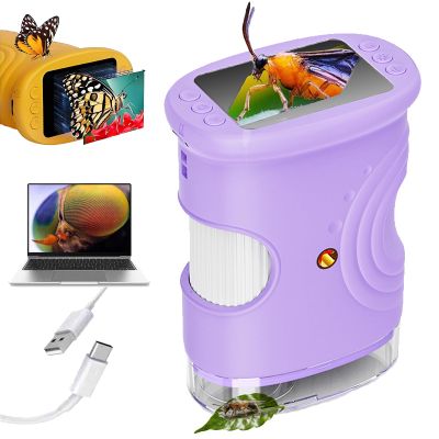 1000x Handheld Microscope for Kids, Dolcate PeekScope Microscope, 4K 2.0" Screen, Portable Mini Pocket Microscopes for Home School Lab, 2MP Camera, A Good Gift for Kids (Purple)